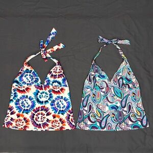 Catalina Women’s Bundle Lot Of 2 Halter Tie Back Tankini Tops Size Large